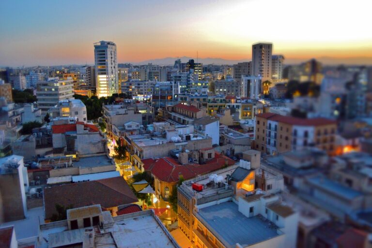 Nicosia skyline just after sunset Nicosia Republic of Cyprus Kypros 768x511